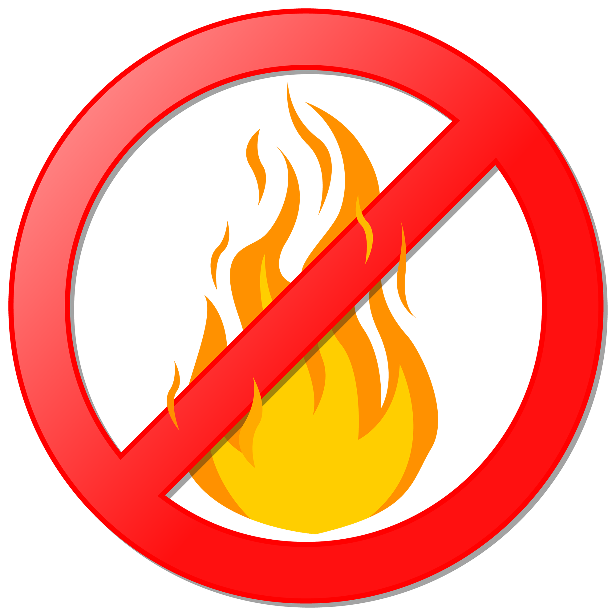 Fire with slash through it